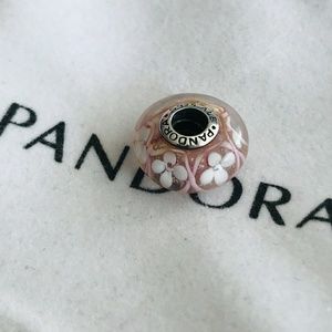 pandra bracelet glass charm white flower
